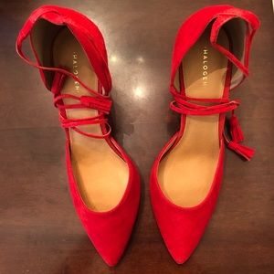NWT Halogen Mindy Lace-Up Pump Red 10